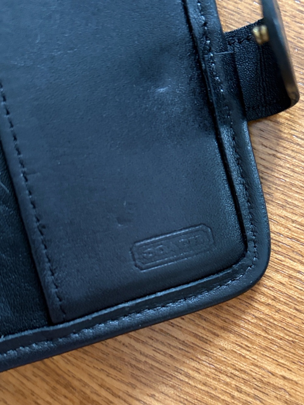 Rare Vintage Coach Black Leather Bifold Wallet Tab Closure Pocket Wallet - Picture 12 of 12